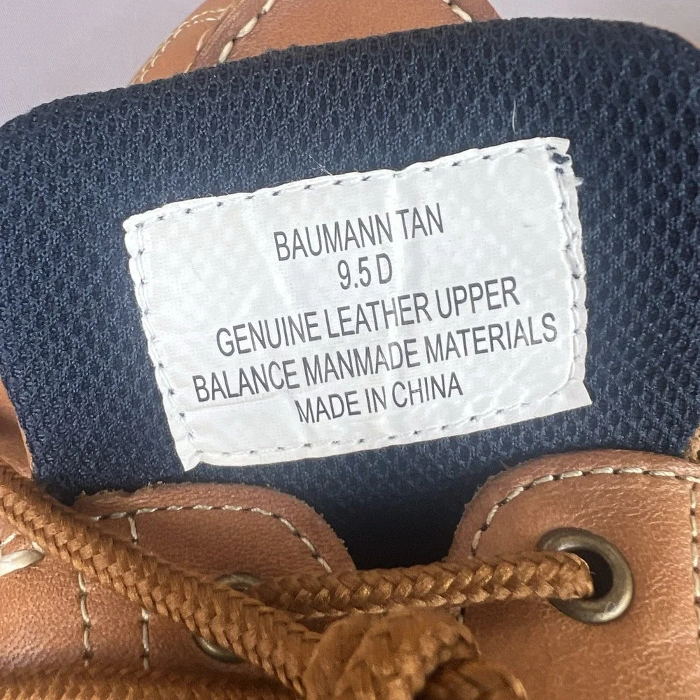 Croft & Barrow Mens Size 9.5D Tan Leather Boat Deck Shoes Baumann Loafers